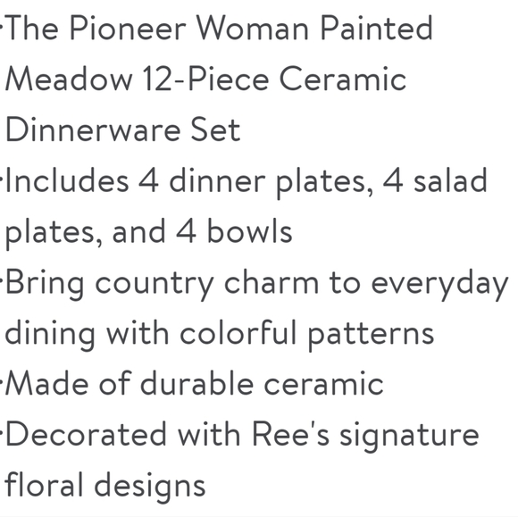❤️ New Pioneer Woman Painted Meadow 12-Piece Dinnerware Set - Picture 6 of 8